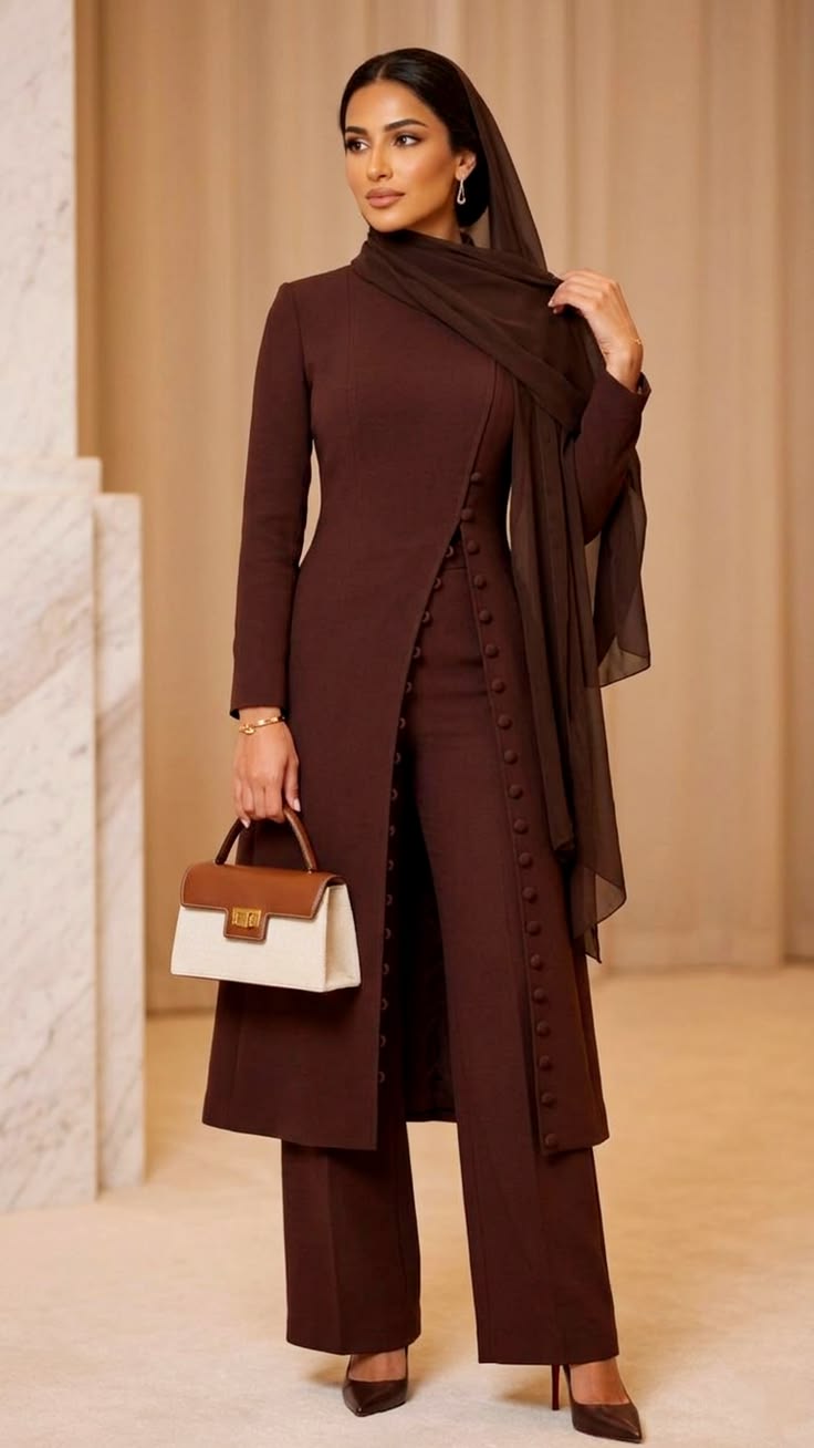 Elegant Chocolate Brown Two-Piece Modest Set