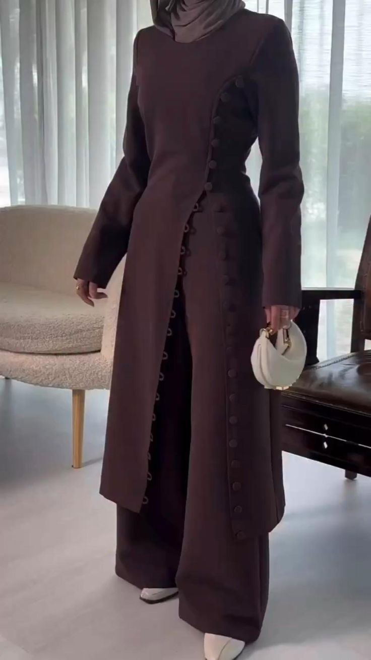 Elegant Chocolate Brown Two-Piece Modest Set